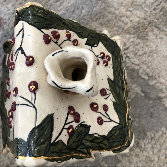 Blue Sky Clayworks “Holly Berry House” 2001 Heather Goldminc Tea Light No Base - Picture 5 of 14